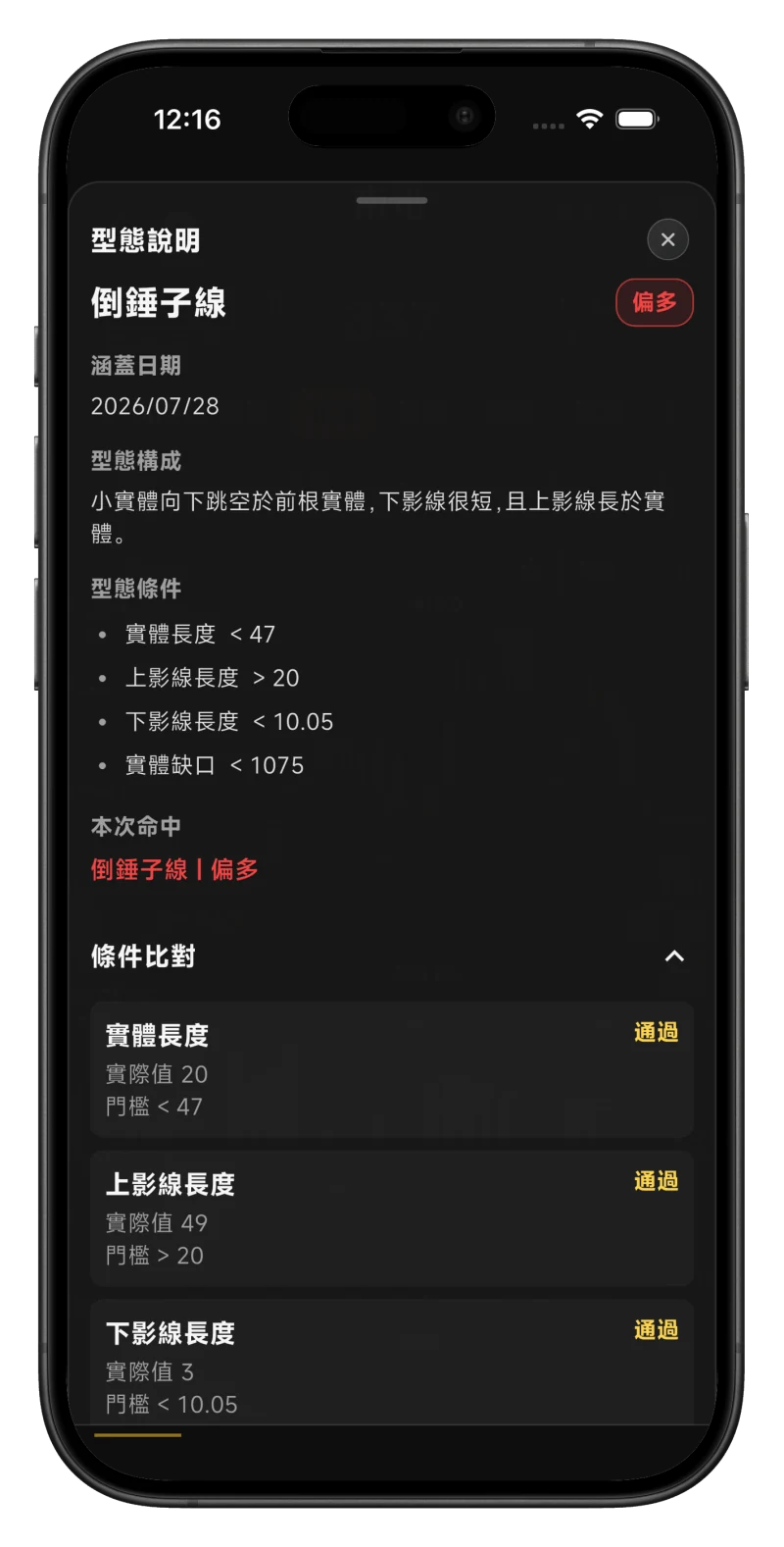 處置王技術型態說明與條件比對畫面
